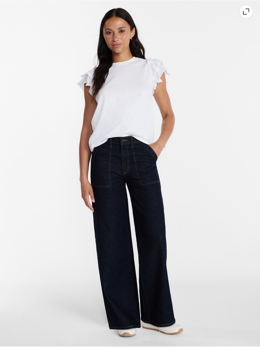 Women’s Wide-Leg Dark Indigo Utility Jeans - Picture 4 of 4